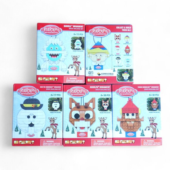 BRICKCRAFT Rudolph the Red-Nosed Reindeer Building Block Kit Christmas Ornaments - Picture 1 of 11